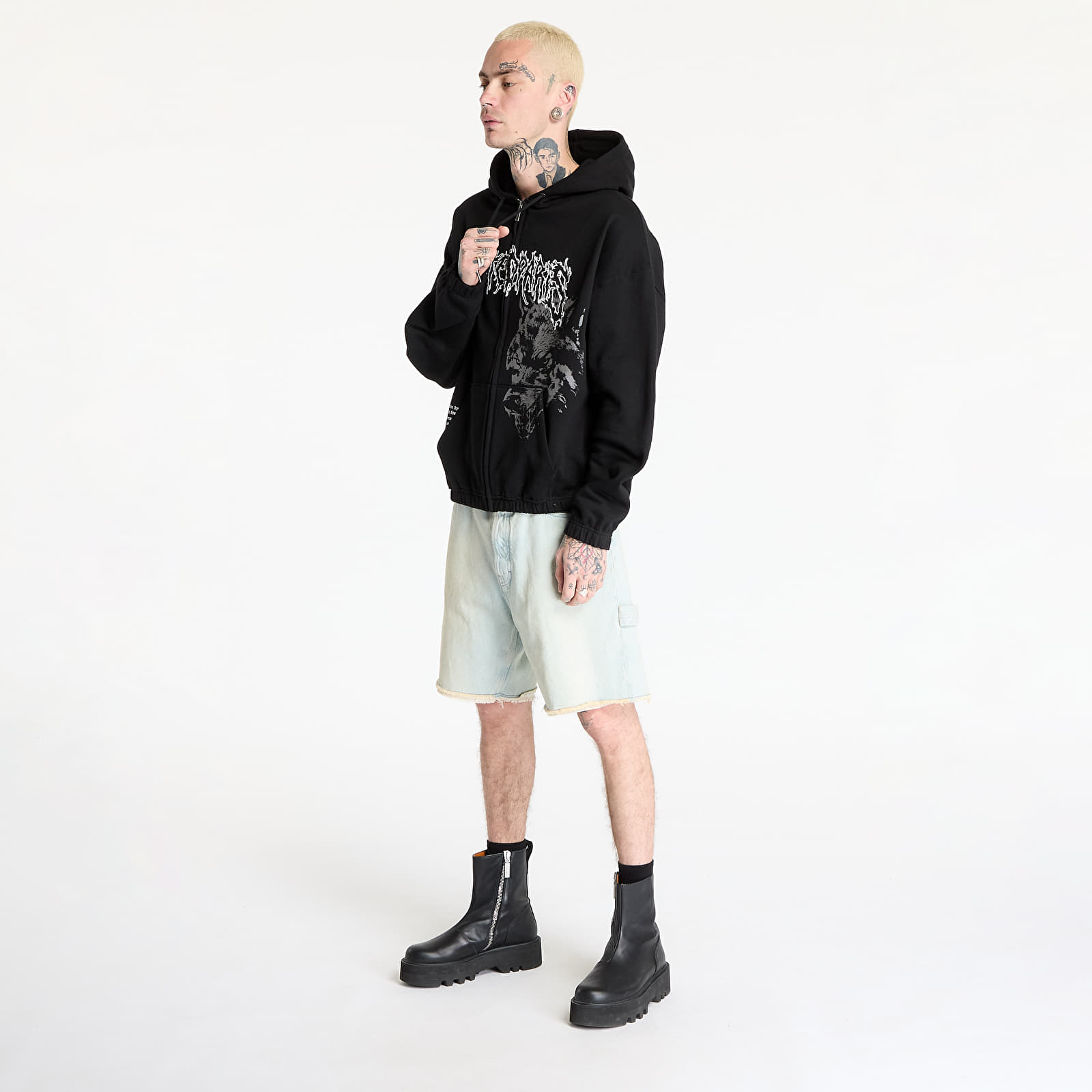 Mikiny Wasted Paris M Varg Boxy Zip Hoodie Black