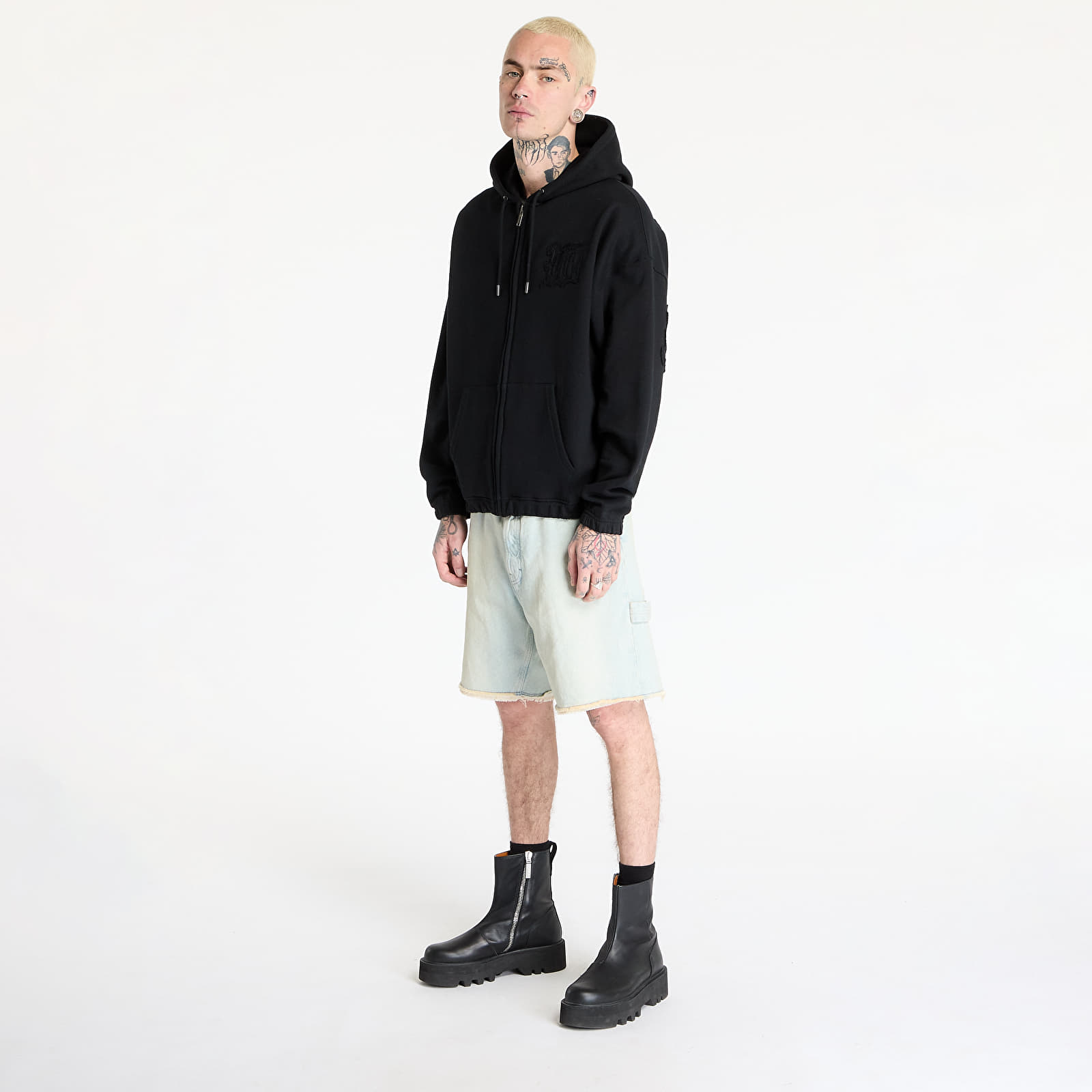 Mikiny Wasted Paris M Kingdom Curve Destroy Boxy Zip Hoodie Black