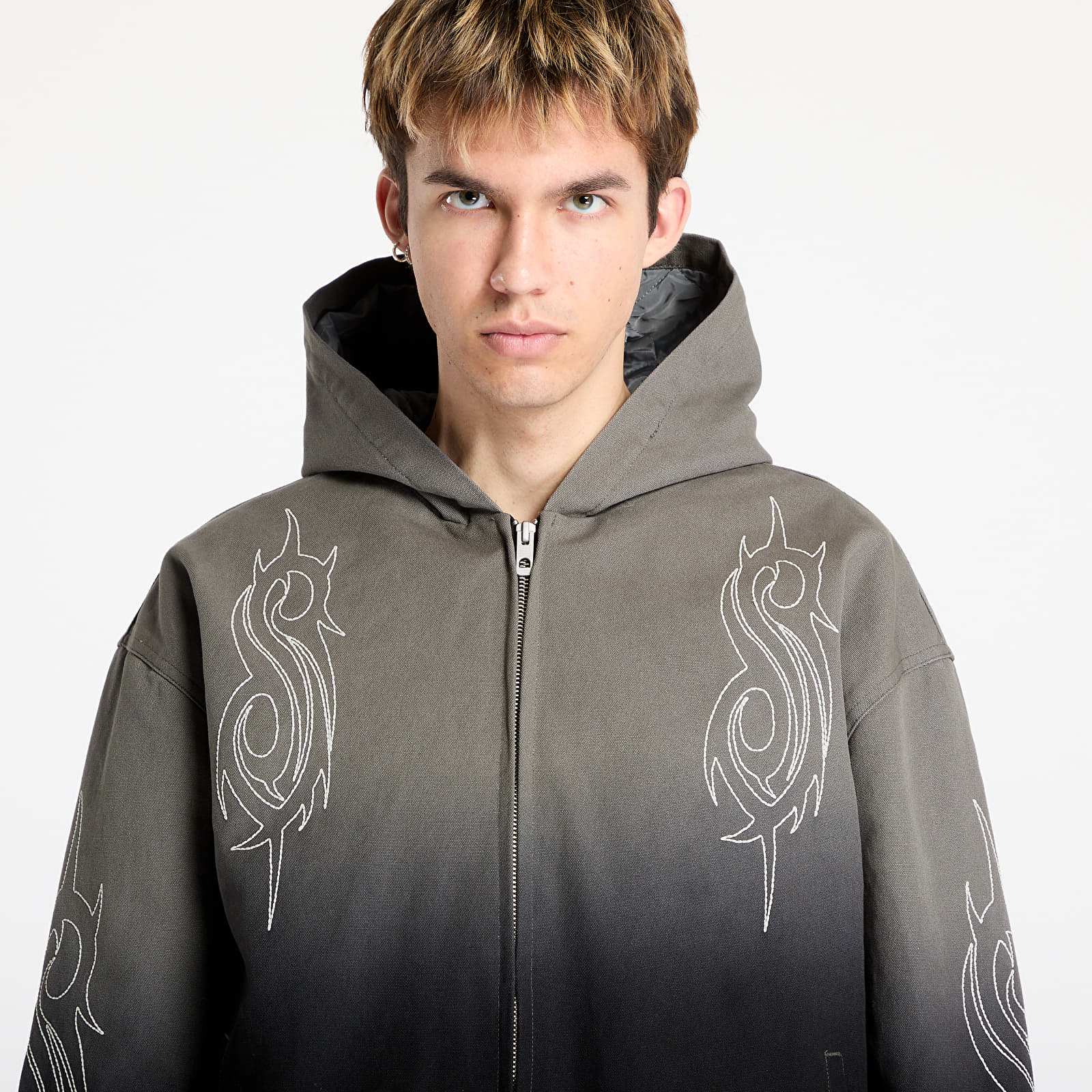 Men's jackets PLEASURES x Slipknot Star Hooded Jacket Grey