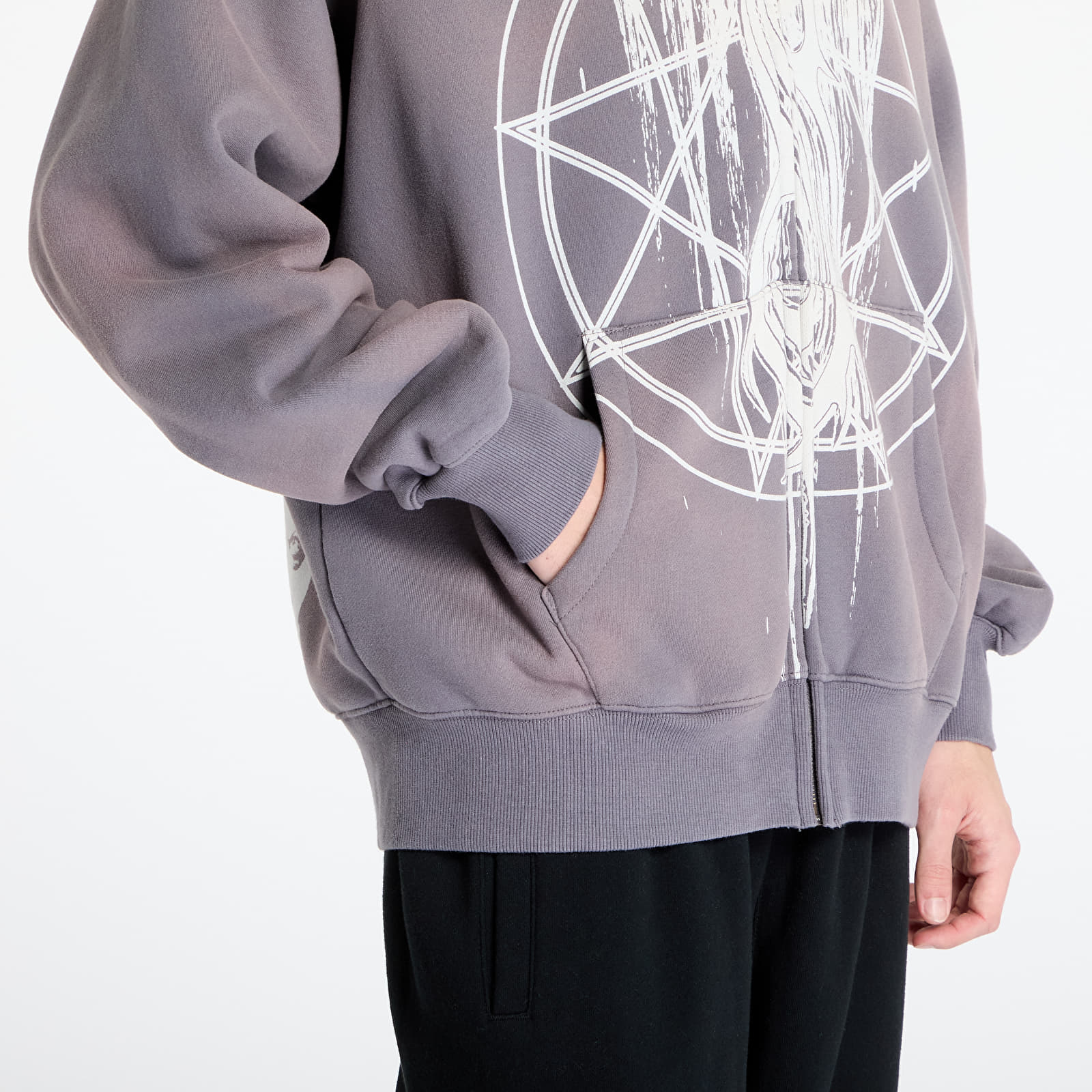 Hoodies für Männer PLEASURES x Slipknot Nonagram Zip Hoodie Smoke