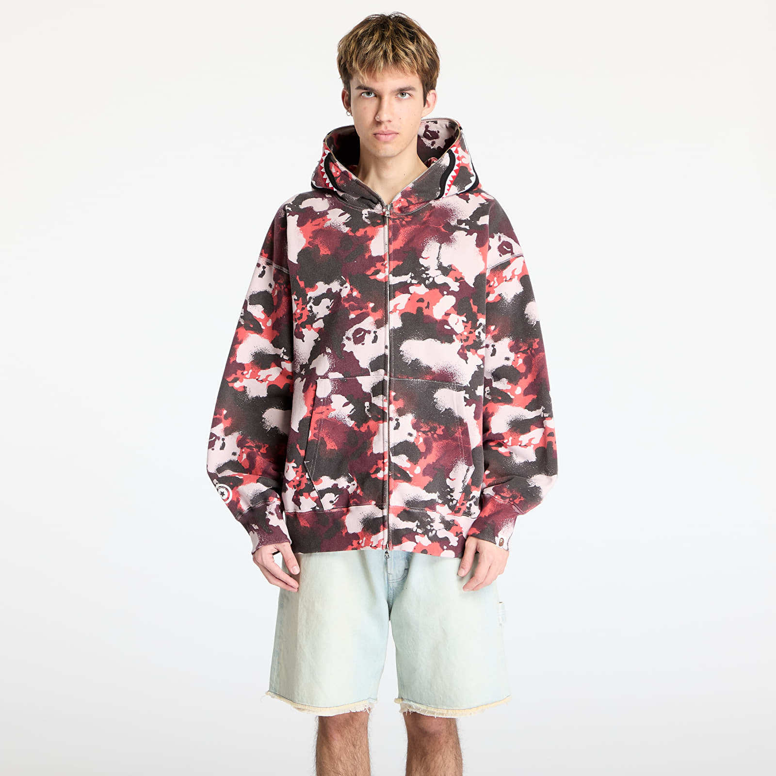 Hanorac A BATHING APE Map Camo Shark Relaxed Fit Full Zip Hoodie UNISEX Red M