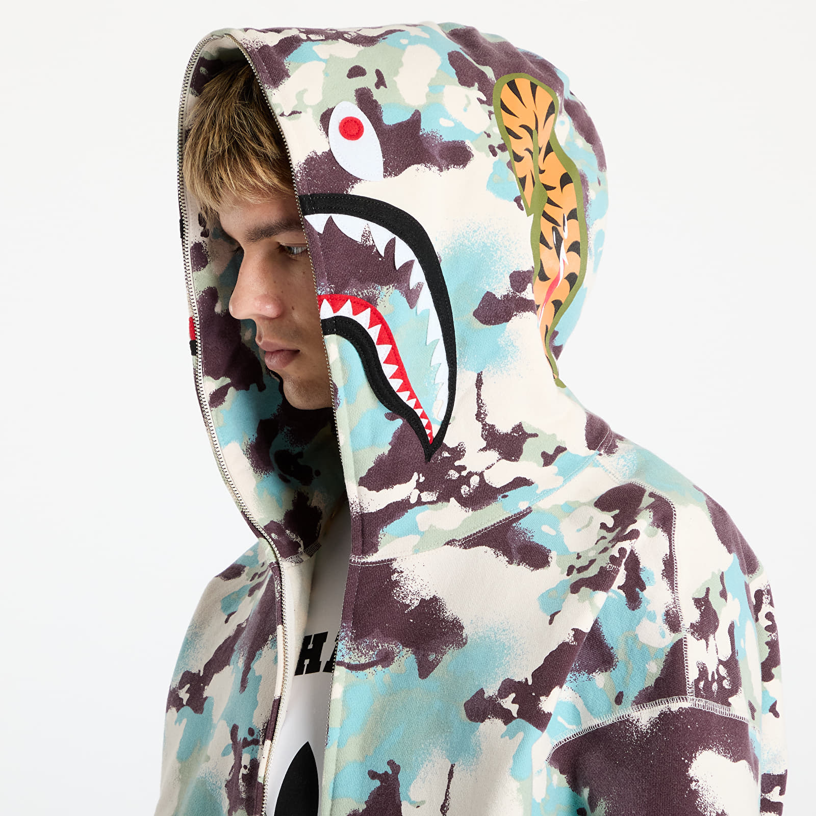 Sweatjacken und Sweatshirts A BATHING APE Map Camo Shark Relaxed Fit Full Zip Hoodie UNISEX Multicolor