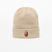 A BATHING APE One Point Ape Head Knit Cap Beige