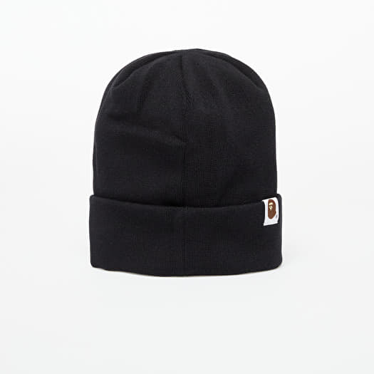 A BATHING APE One Point Ape Head Knit Cap Black | Footshop