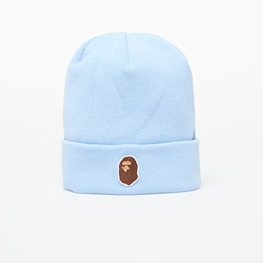 A BATHING APE One Point Ape Head Knit Cap SAX