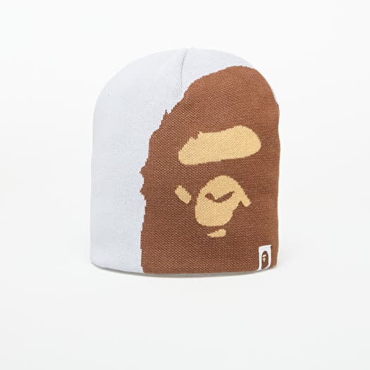 A BATHING APE Ape Head Knit Cap Gray