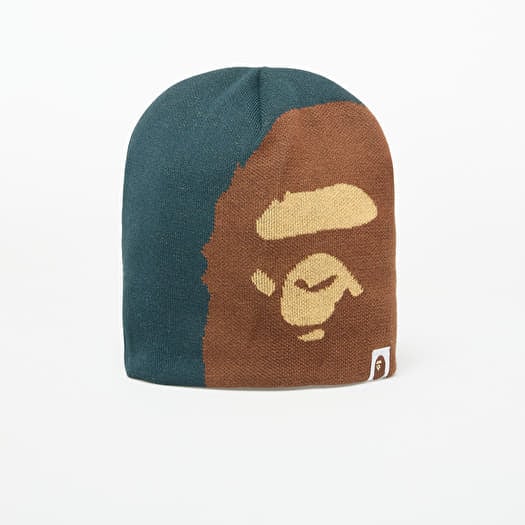 A BATHING APE Ape Head Knit Cap Green