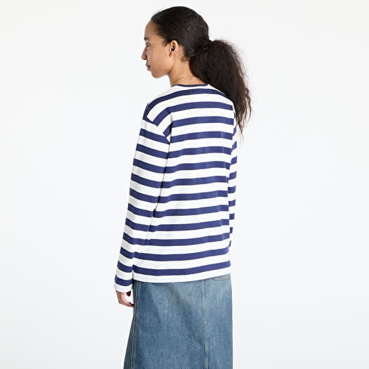 Tシャツ・カットソー CDG Play Rhinestone Striped Long Sleeve T-Shirt T-shirts Comme des Garçons PLAY Stripe Emblem x Rhinestone