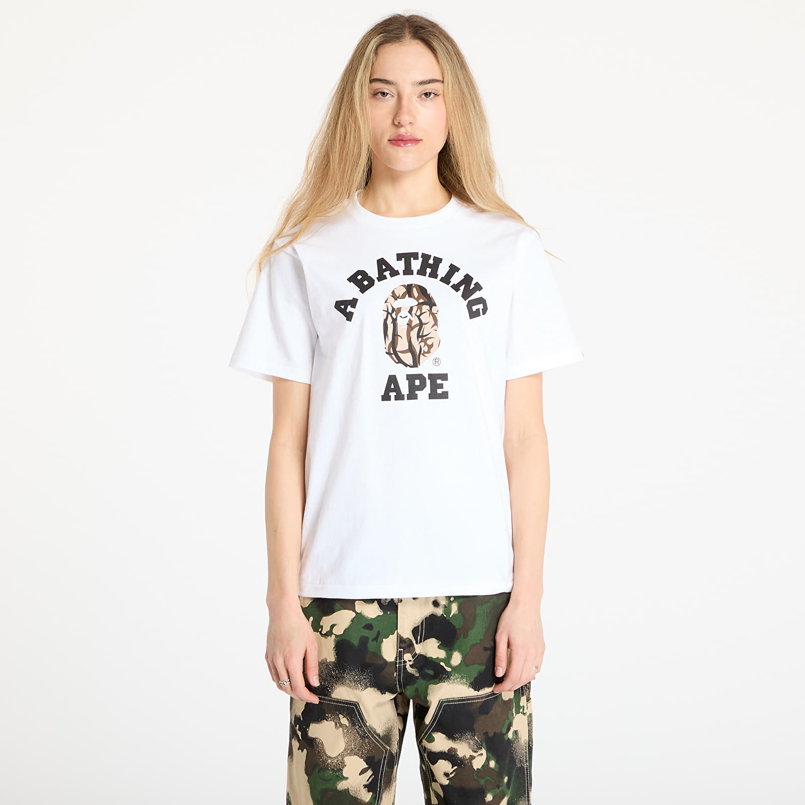 Тениски A BATHING APE Trial Camo College Tee UNISEX White