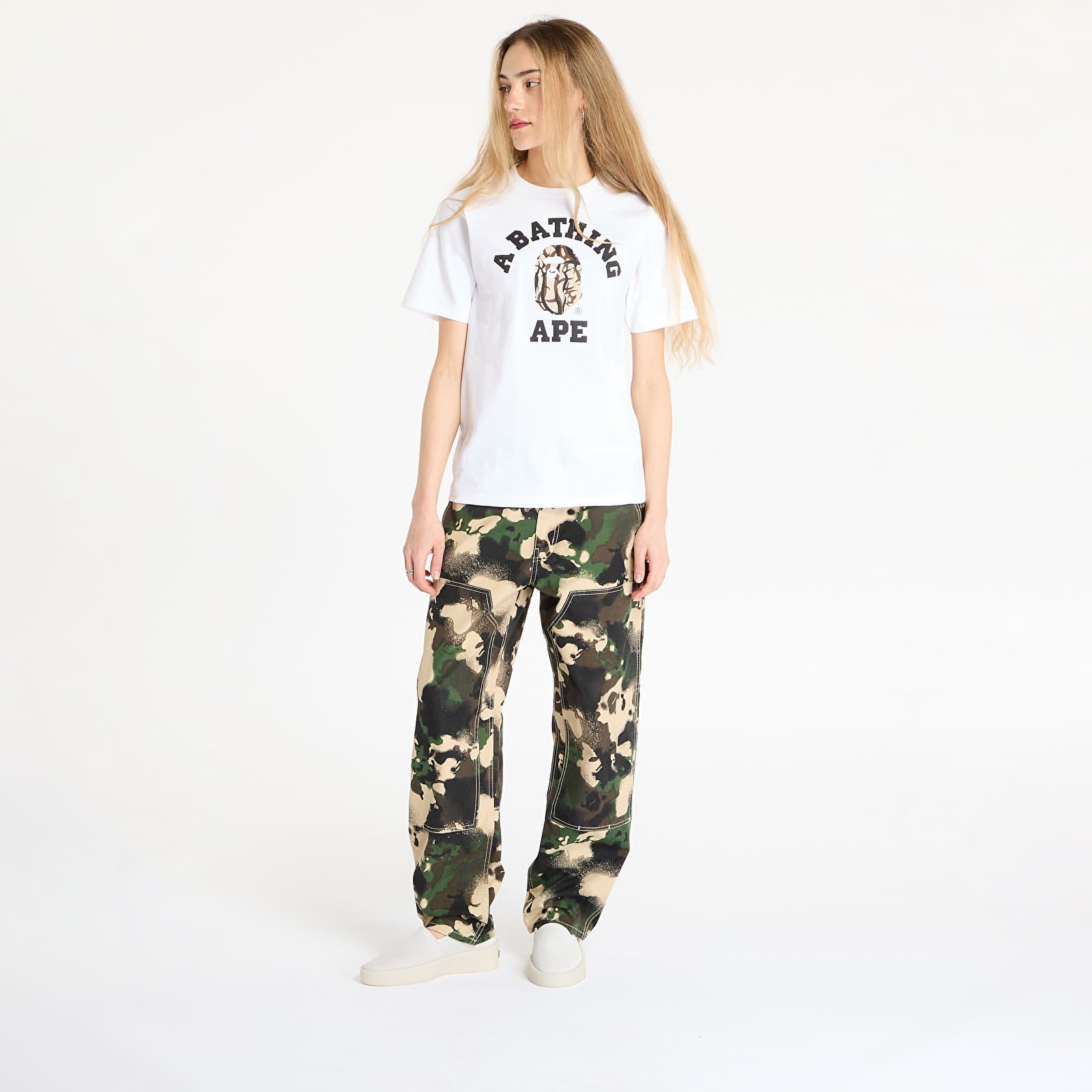 Тениски A BATHING APE Trial Camo College Tee UNISEX White