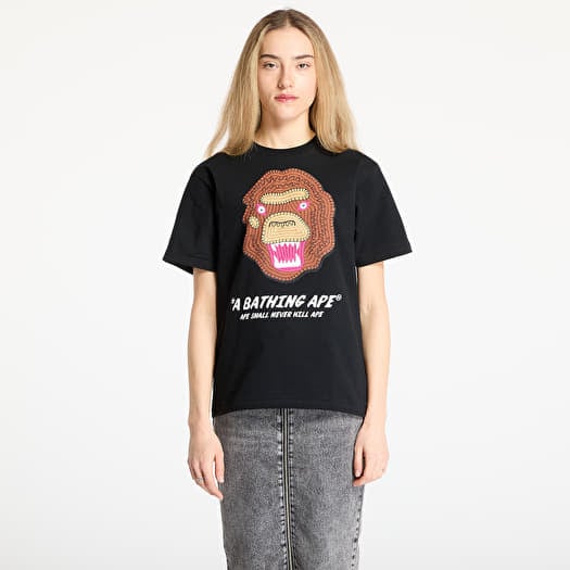Maglietta A BATHING APE Embroidery Style Souvenir Logo Tee UNISEX Black