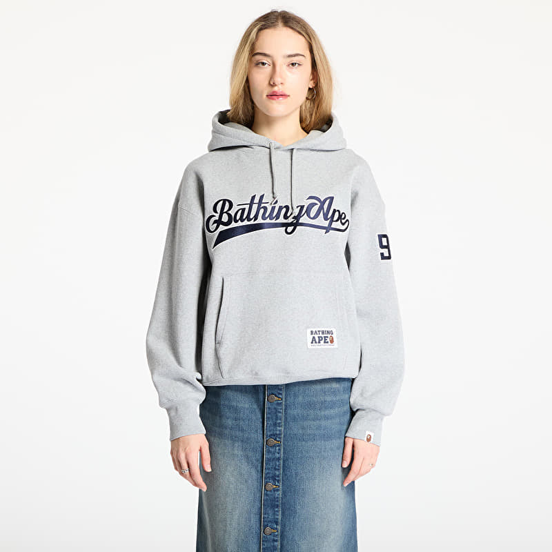 Sweatshirt A BATHING APE Baseball Logo Relaxed Fit Pullover Hoodie UNISEX Gray