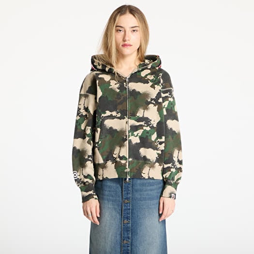 A BATHING APE Map Camo Shark Relaxed Fit Full Zip Hoodie UNISEX Green