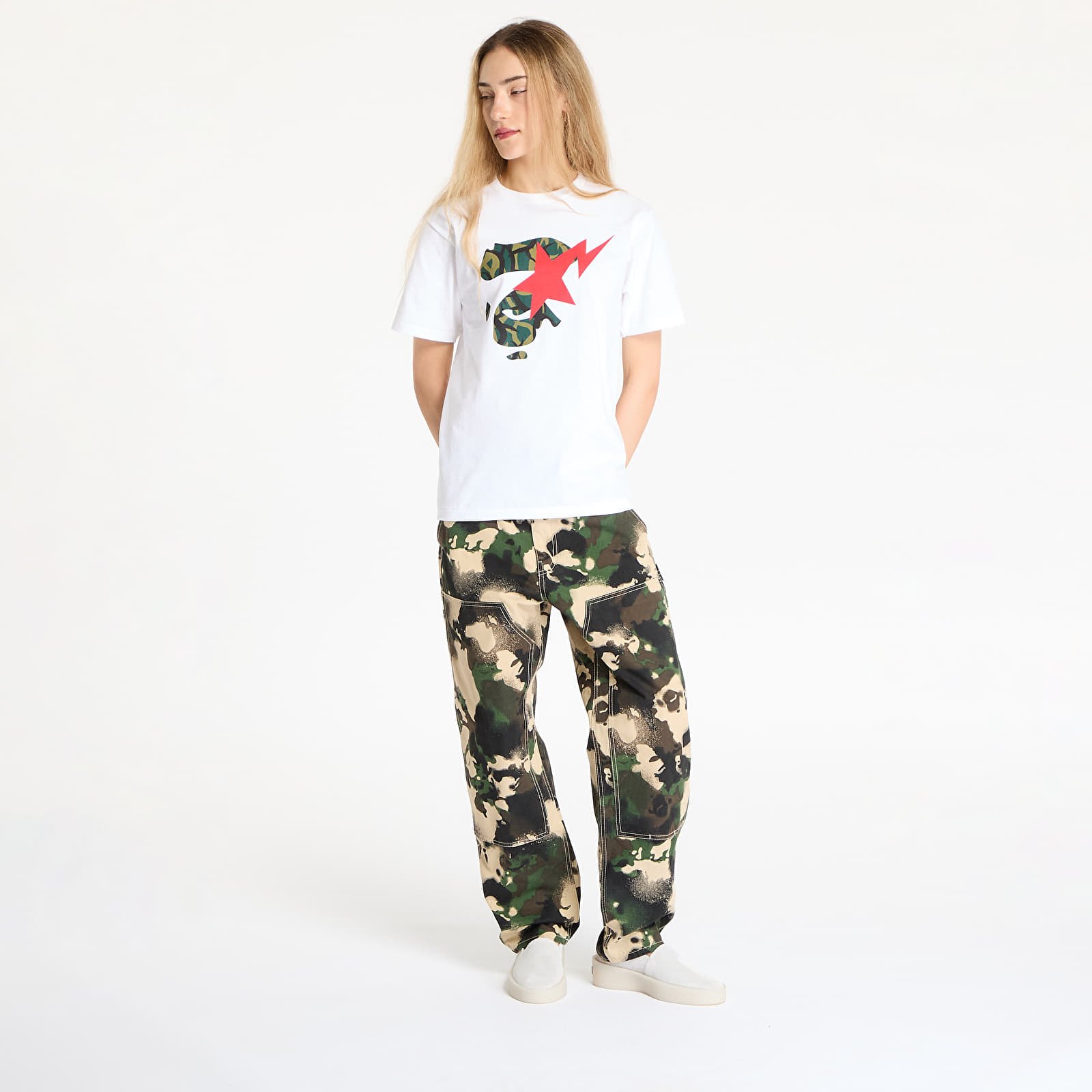T-shirts A BATHING APE Trial Camo Face Sta Tee UNISEX White