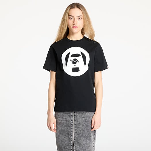 Maglietta A BATHING APE Stencil Circle Ape Face Tee UNISEX Black