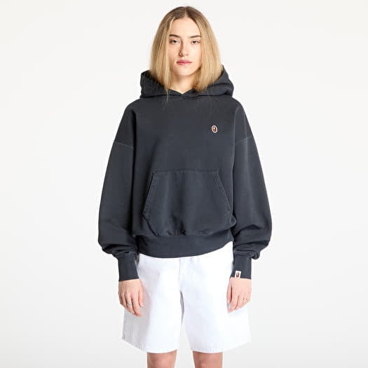 A BATHING APE Pigment Dyed One Point Oversized Pullover Hoodie Black