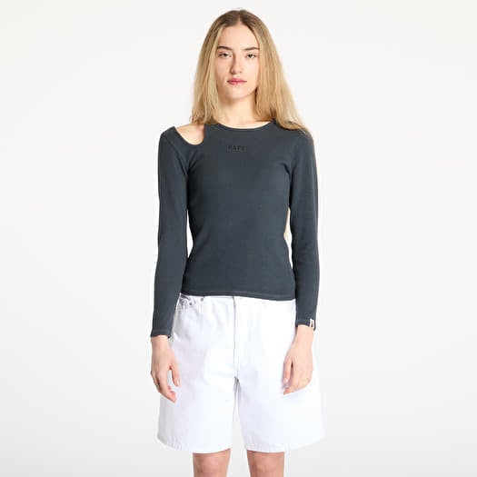 A BATHING APE Pigment Dyed Cut Out Rib L/S Tee Black