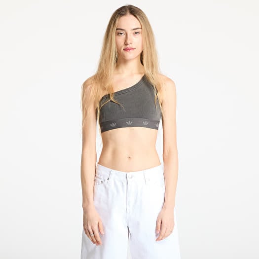adidas Ribbed One Shoulder Top Black