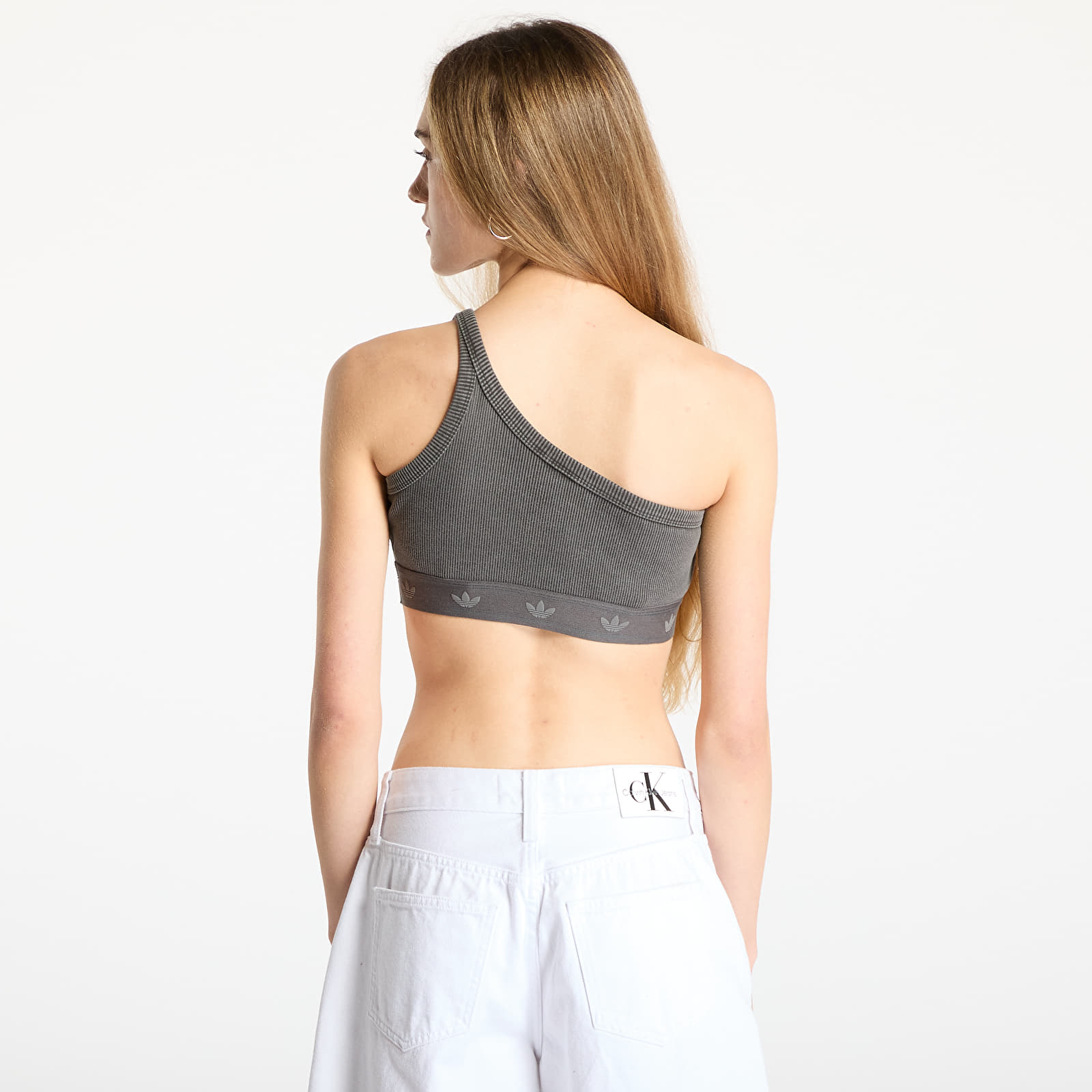 Topy adidas Ribbed One Shoulder Top Black