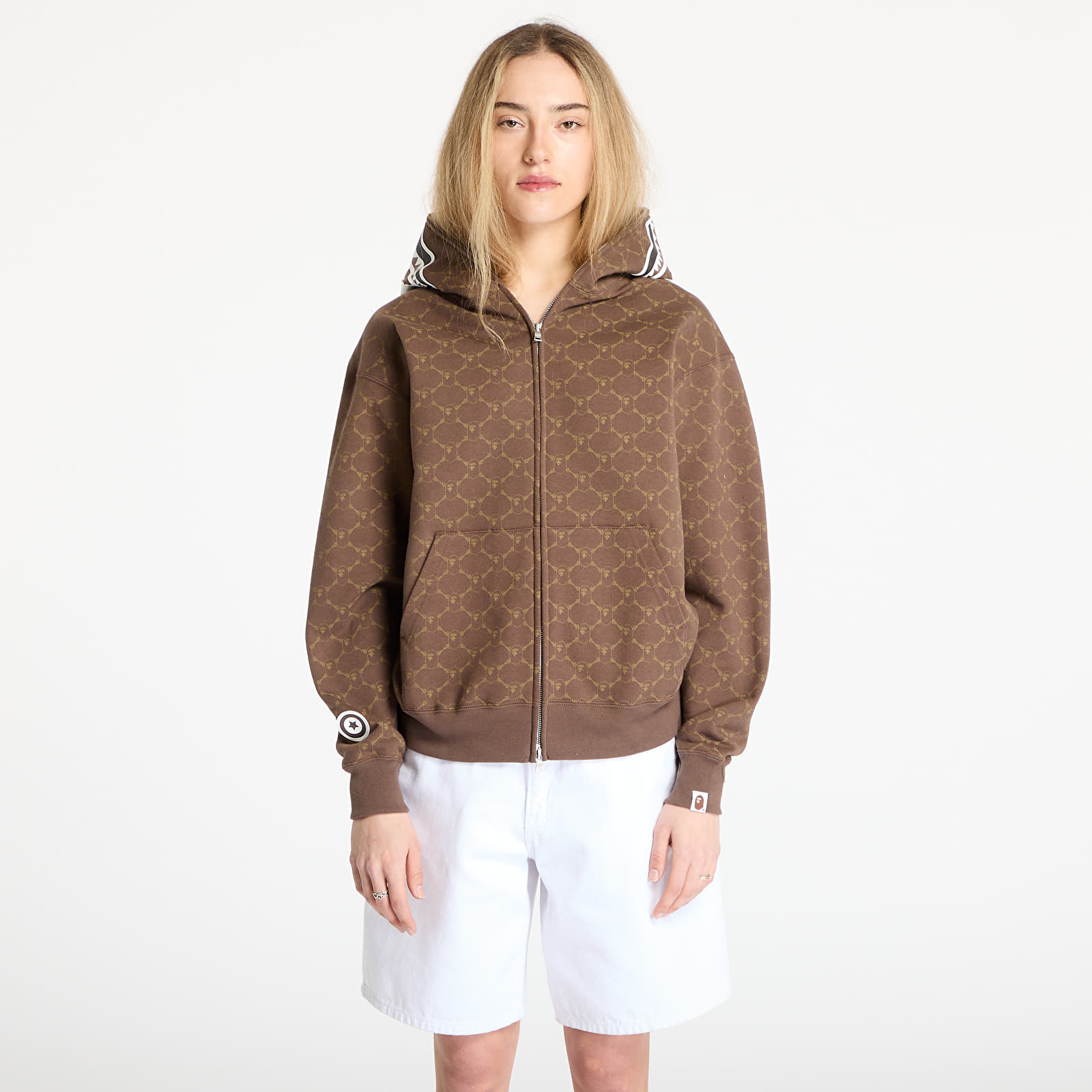 Meeste kapuutsiga dressid A BATHING APE College Monogram Relaxed Fit Shark Full Zip Hoodie UNISEX Brown