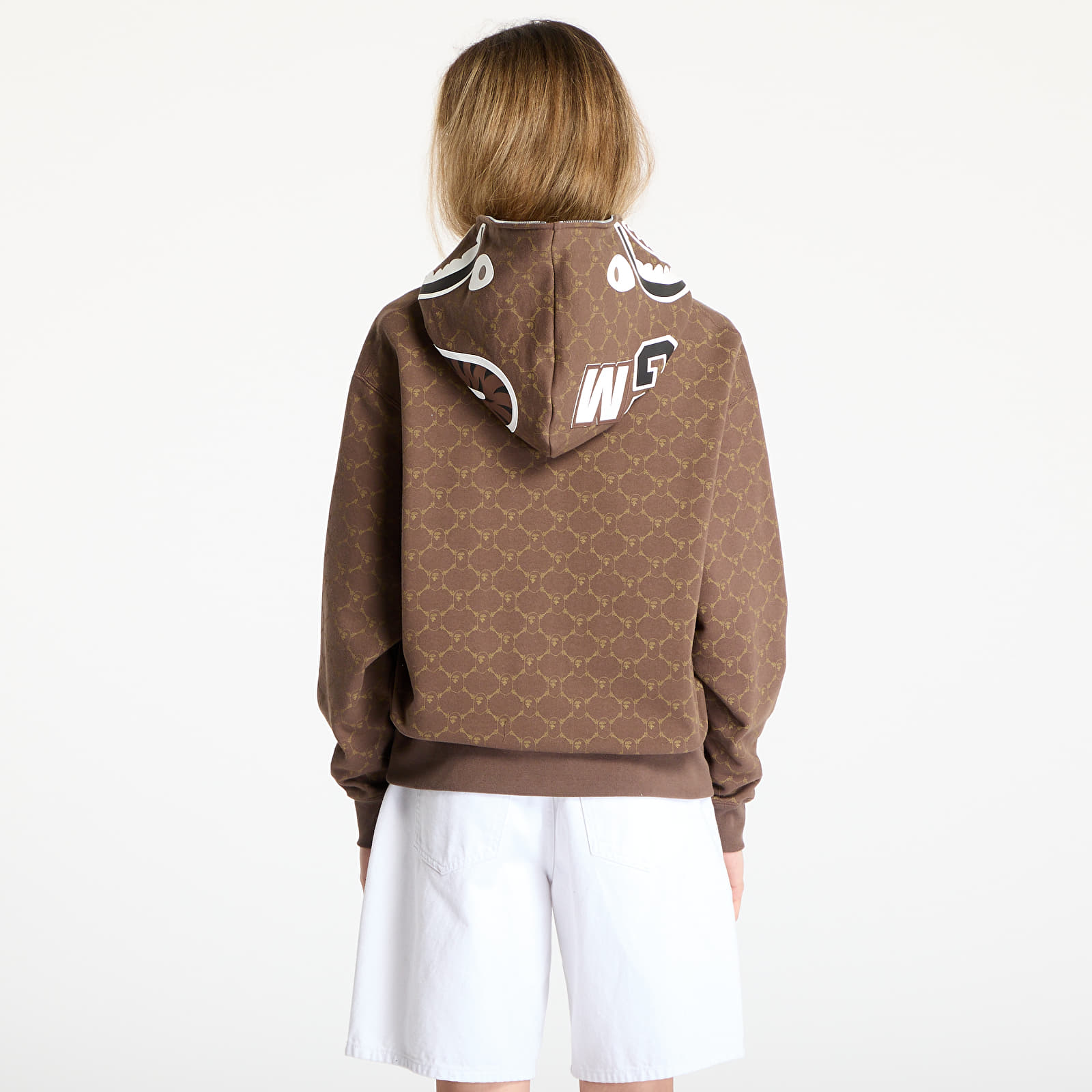 Meeste kapuutsiga dressid A BATHING APE College Monogram Relaxed Fit Shark Full Zip Hoodie UNISEX Brown
