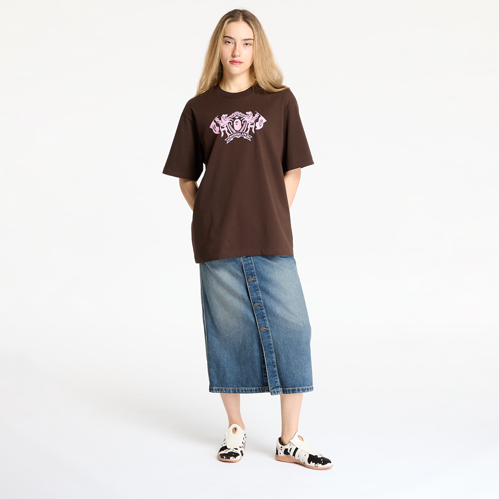 Pánske tričká A BATHING APE College Logo Relaxed Fit Tee UNISEX Brown