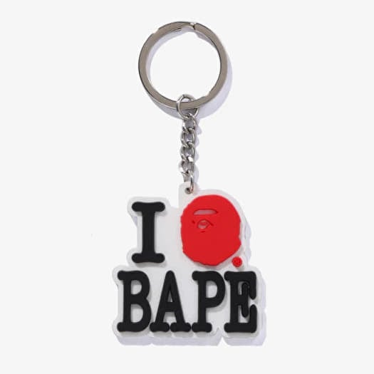 A BATHING APE I Love Bape Keychain White