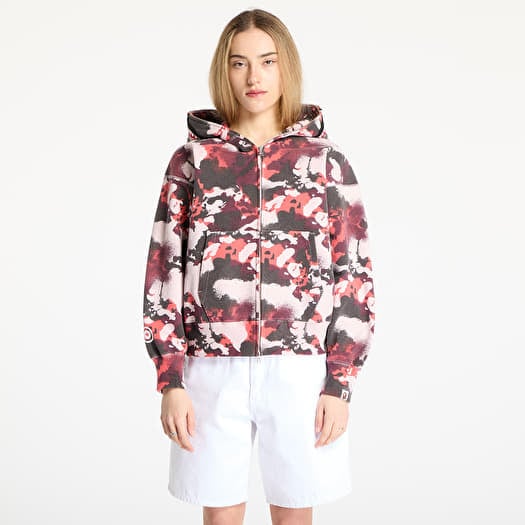 A BATHING APE Map Camo Shark Relaxed Fit Full Zip Hoodie UNISEX Red