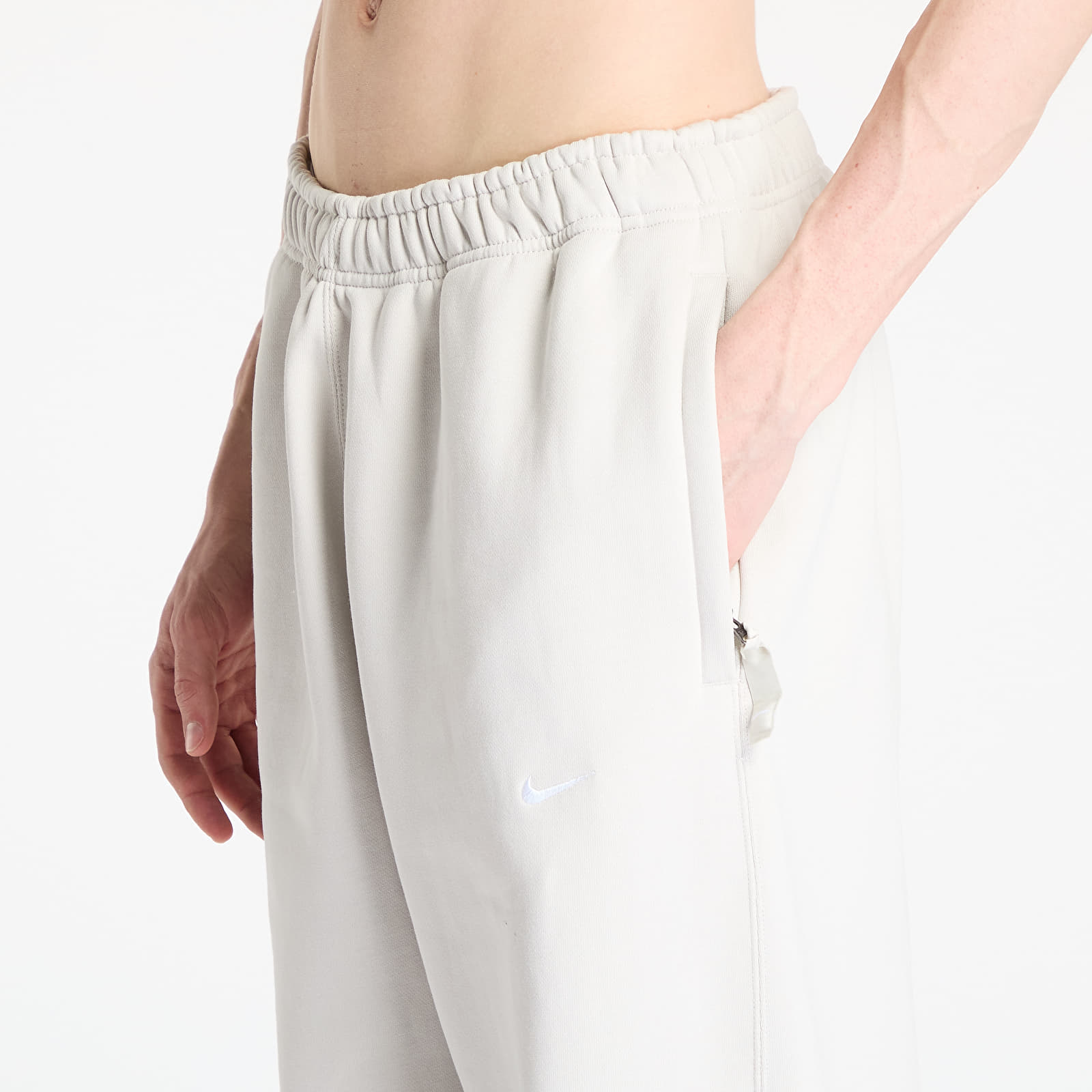Tepláky Nike Solo Swoosh Men's Open-Hem Fleece Pants Light Bone/ White