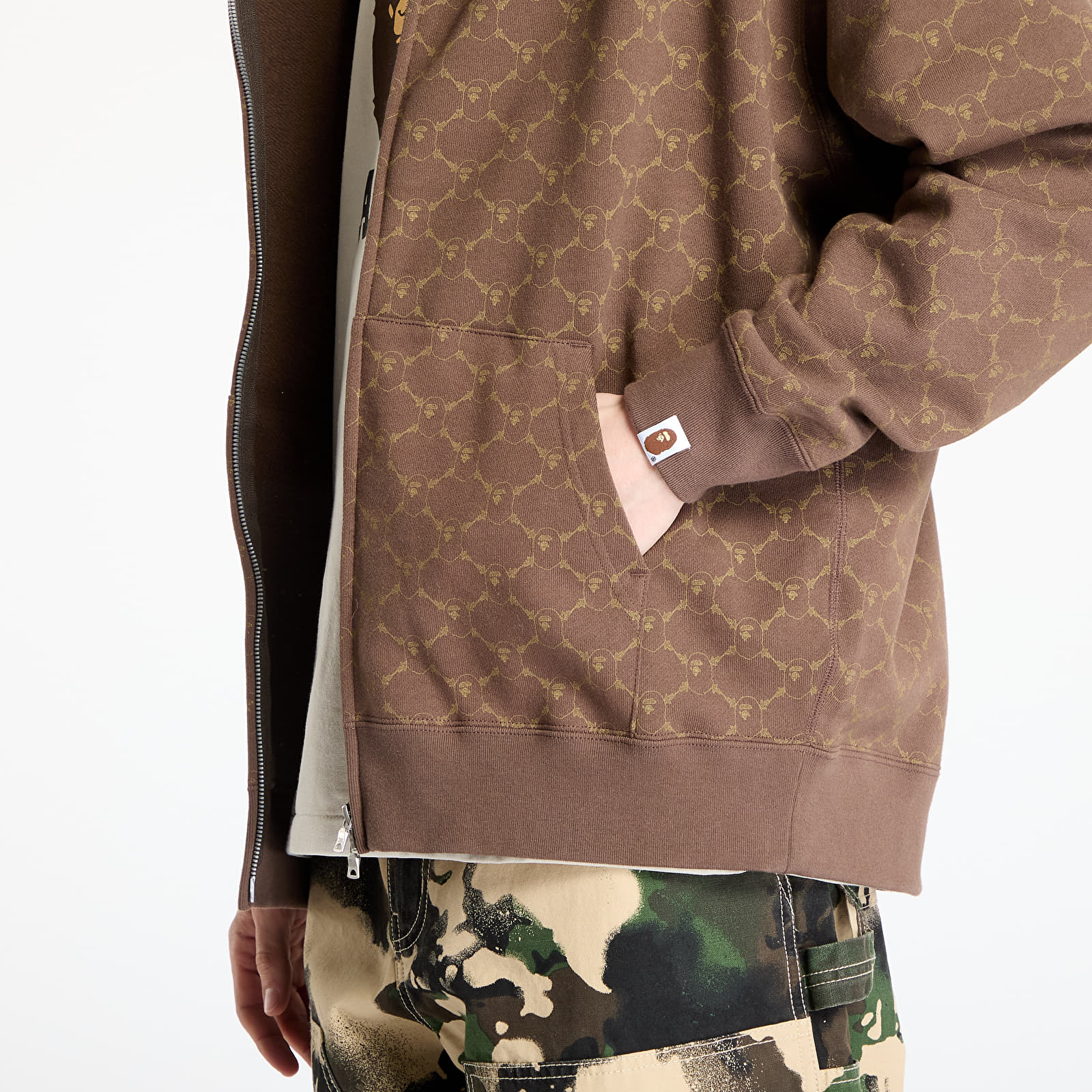 Meeste kapuutsiga dressid A BATHING APE College Monogram Relaxed Fit Shark Full Zip Hoodie UNISEX Brown
