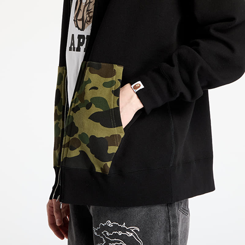 A BATHING APE 1St Camo Shark Full Zip Double Hoodie UNISEX Black