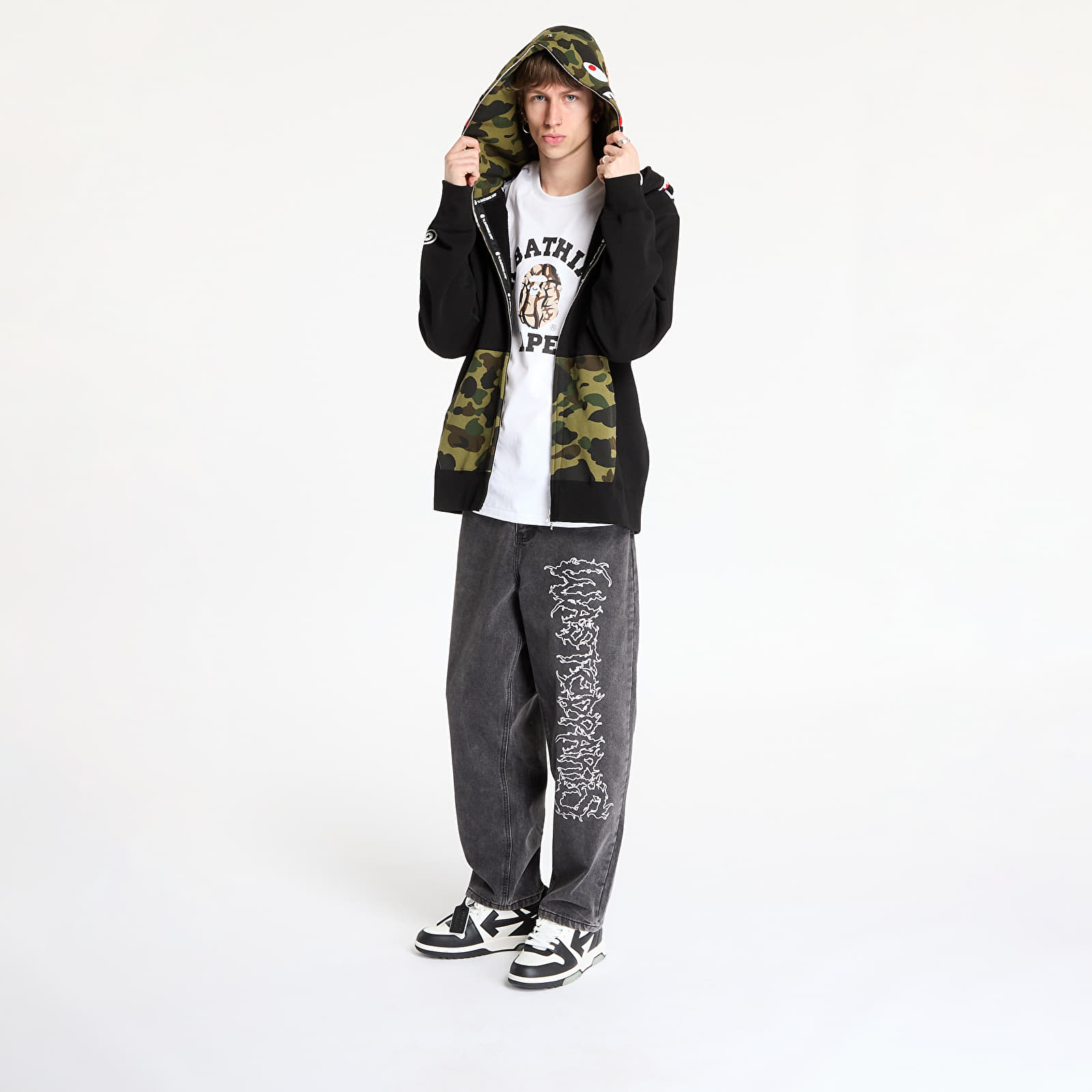 Men's hoodies A BATHING APE 1St Camo Shark Full Zip Double Hoodie UNISEX Black