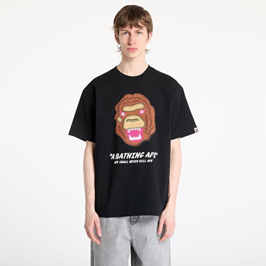 T-shirt A BATHING APE Embroidery Style Souvenir Logo Tee UNISEX Black