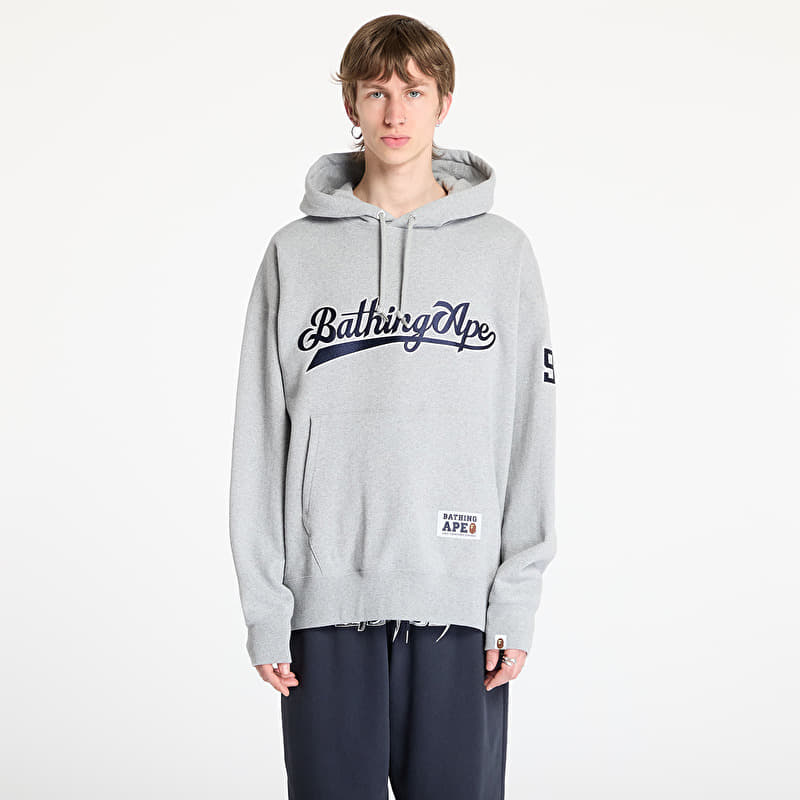 Sweatshirt A BATHING APE Baseball Logo Relaxed Fit Pullover Hoodie UNISEX Gray