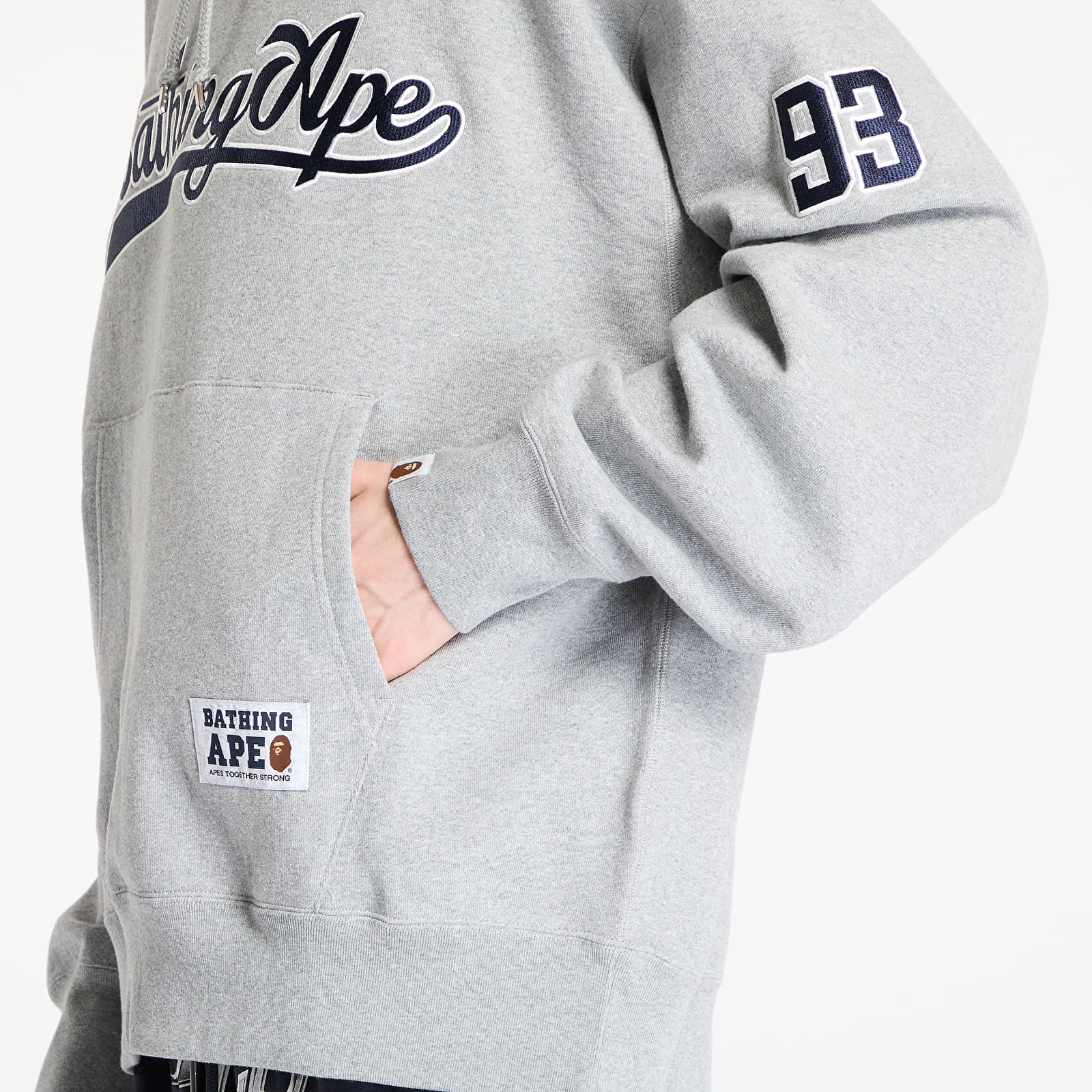 Pánske mikiny A BATHING APE Baseball Logo Relaxed Fit Pullover Hoodie UNISEX Gray