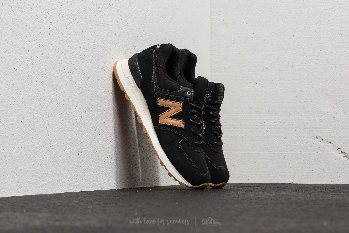 New balance 574 black tan hot sale