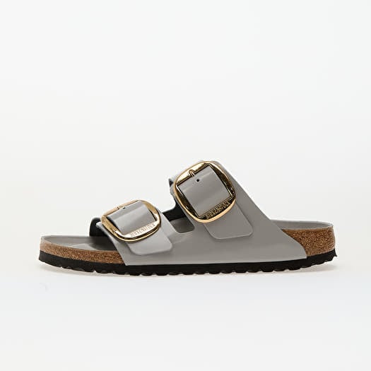 Birkenstock Arizona Big Buckle Natural Leather Patent High-Shine Stone Coin