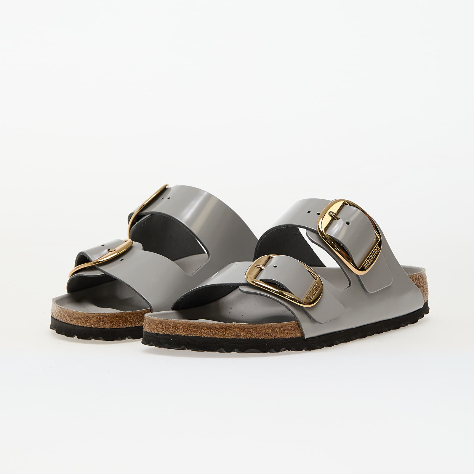 Naiste jalatsid Birkenstock Arizona Big Buckle Natural Leather Patent High-Shine Stone Coin