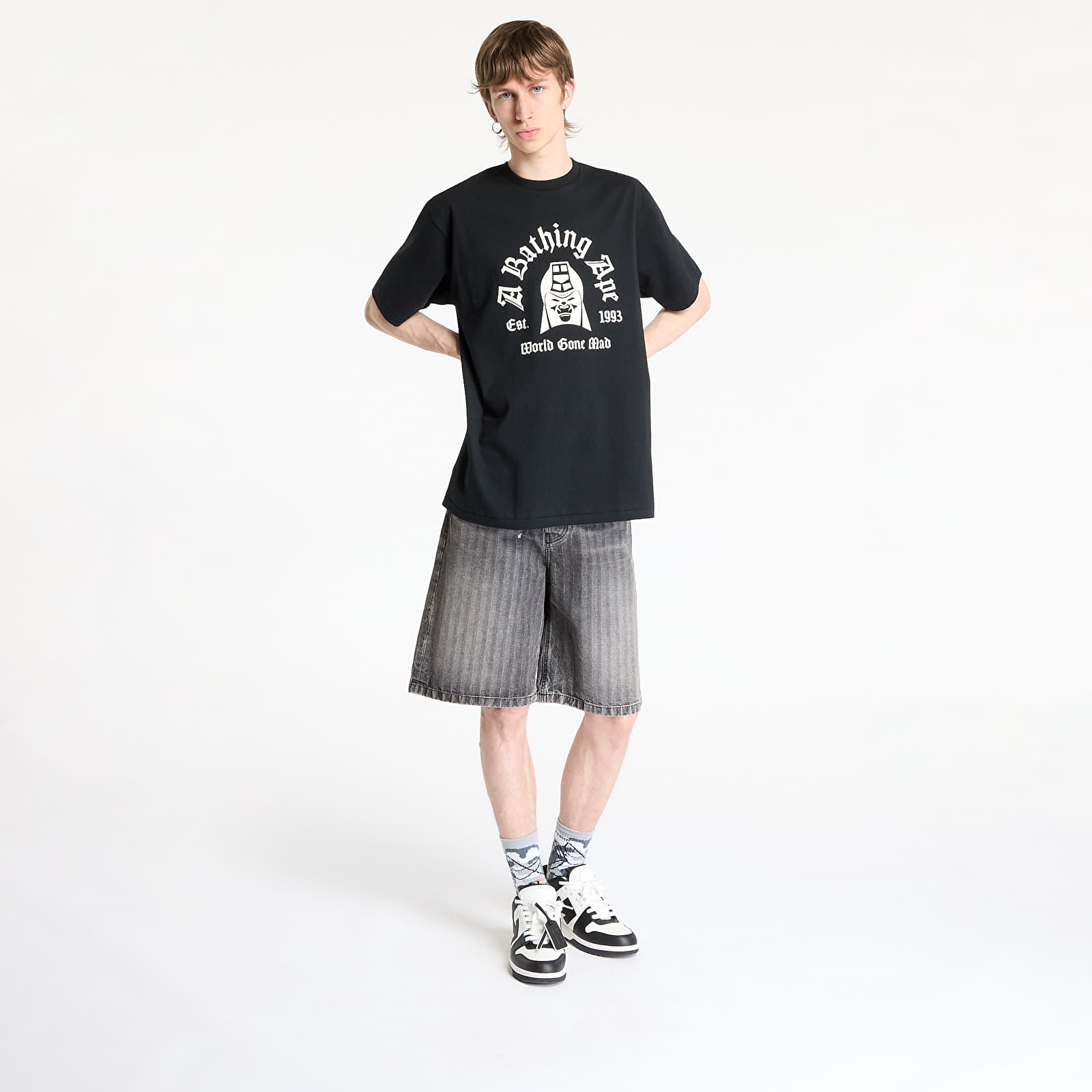 Trička A BATHING APE Mad General College Tee UNISEX Black