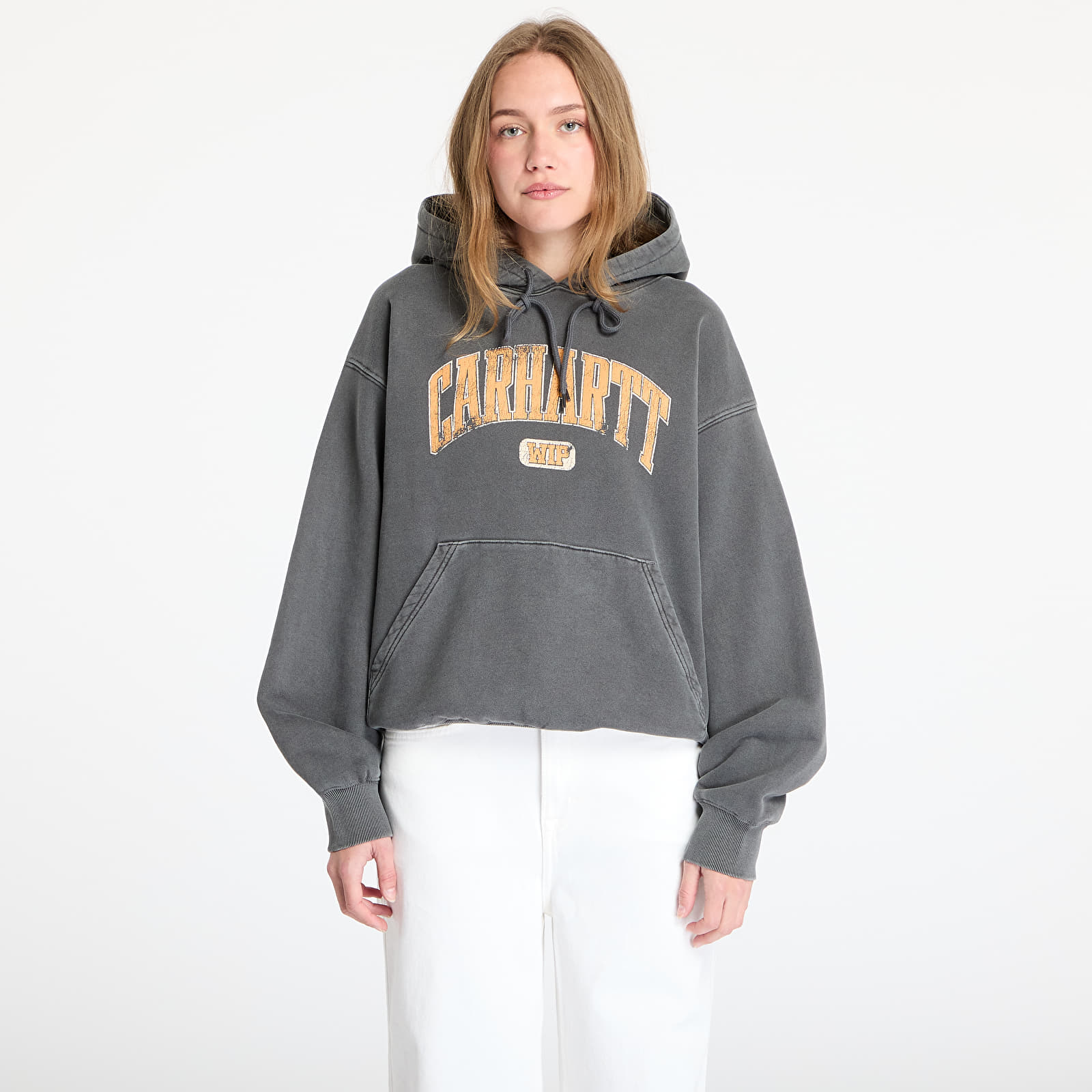 Kapucnis pulóverek és pulcsik Carhartt WIP Hooded Library Sweat UNISEX Black Garment Dyed