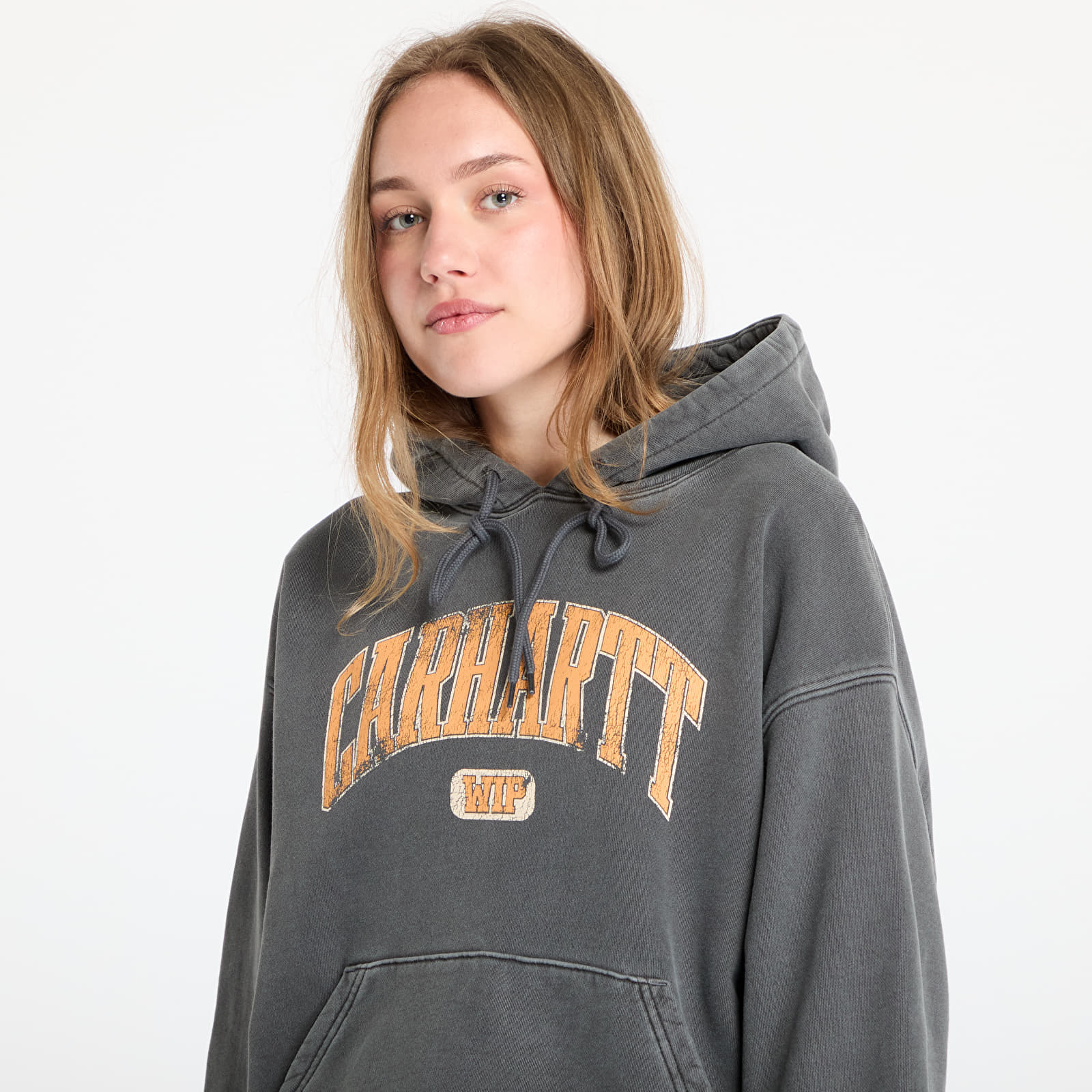Kapucnis pulóverek és pulcsik Carhartt WIP Hooded Library Sweat UNISEX Black Garment Dyed
