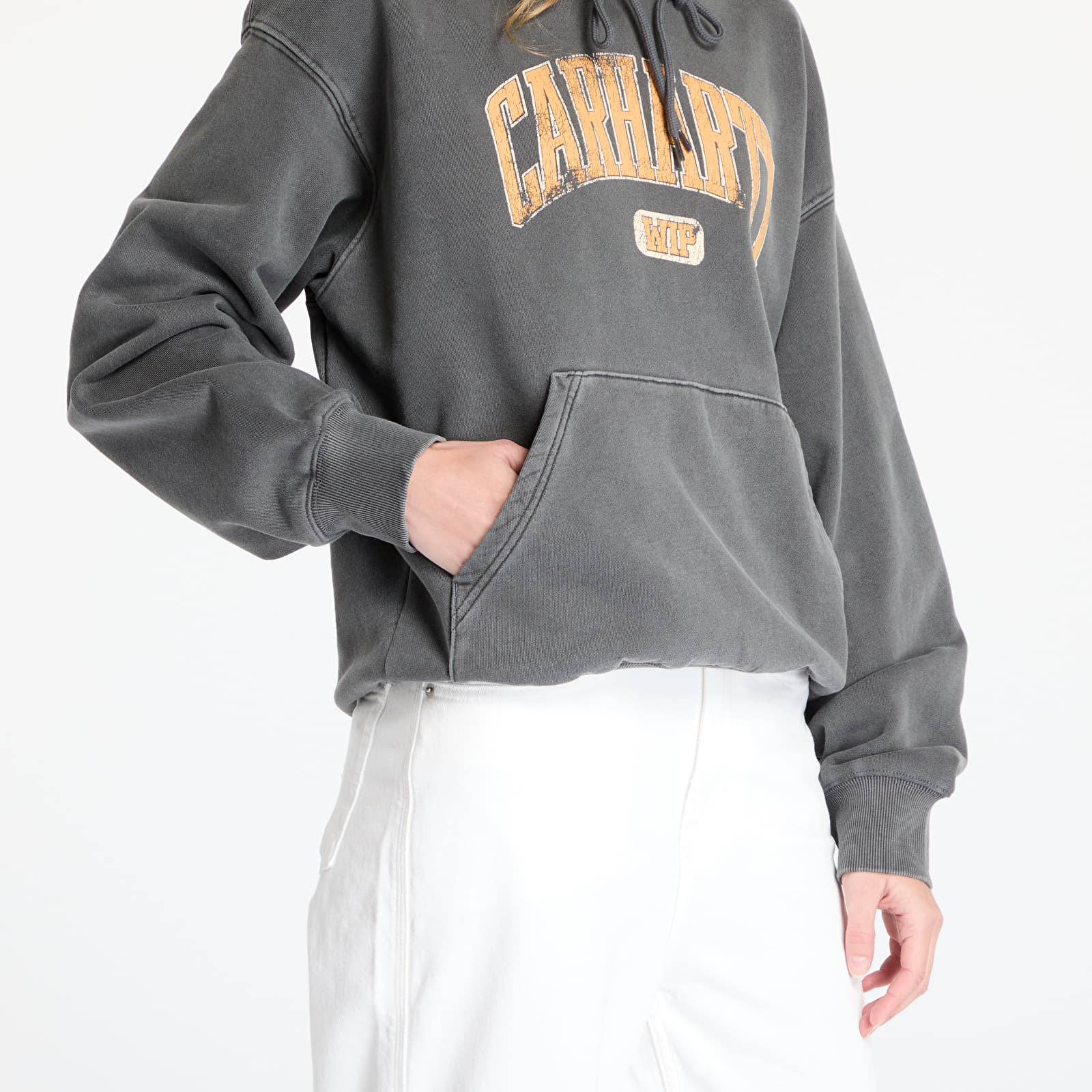 Kapucnis pulóverek és pulcsik Carhartt WIP Hooded Library Sweat UNISEX Black Garment Dyed