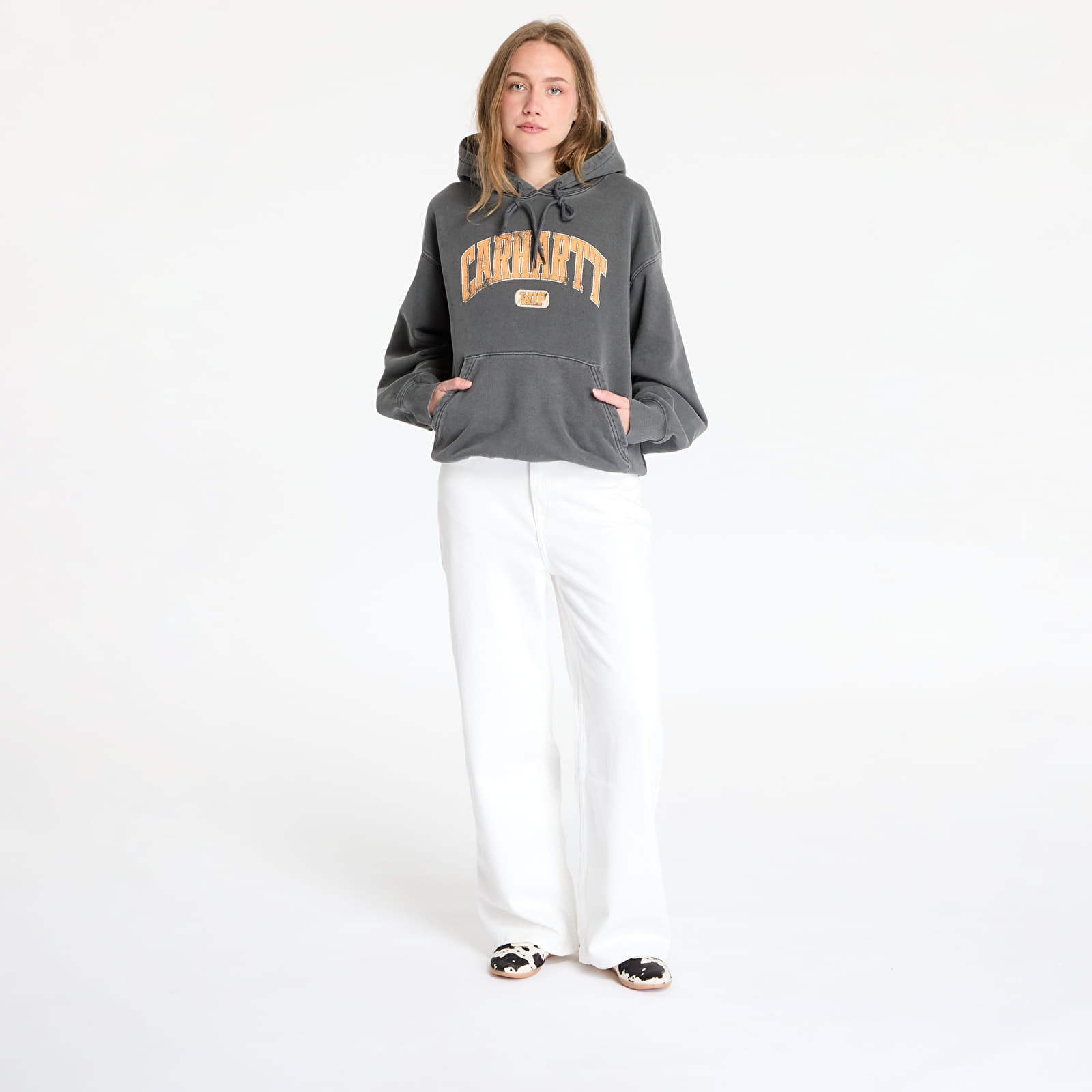 Kapucnis pulóverek és pulcsik Carhartt WIP Hooded Library Sweat UNISEX Black Garment Dyed