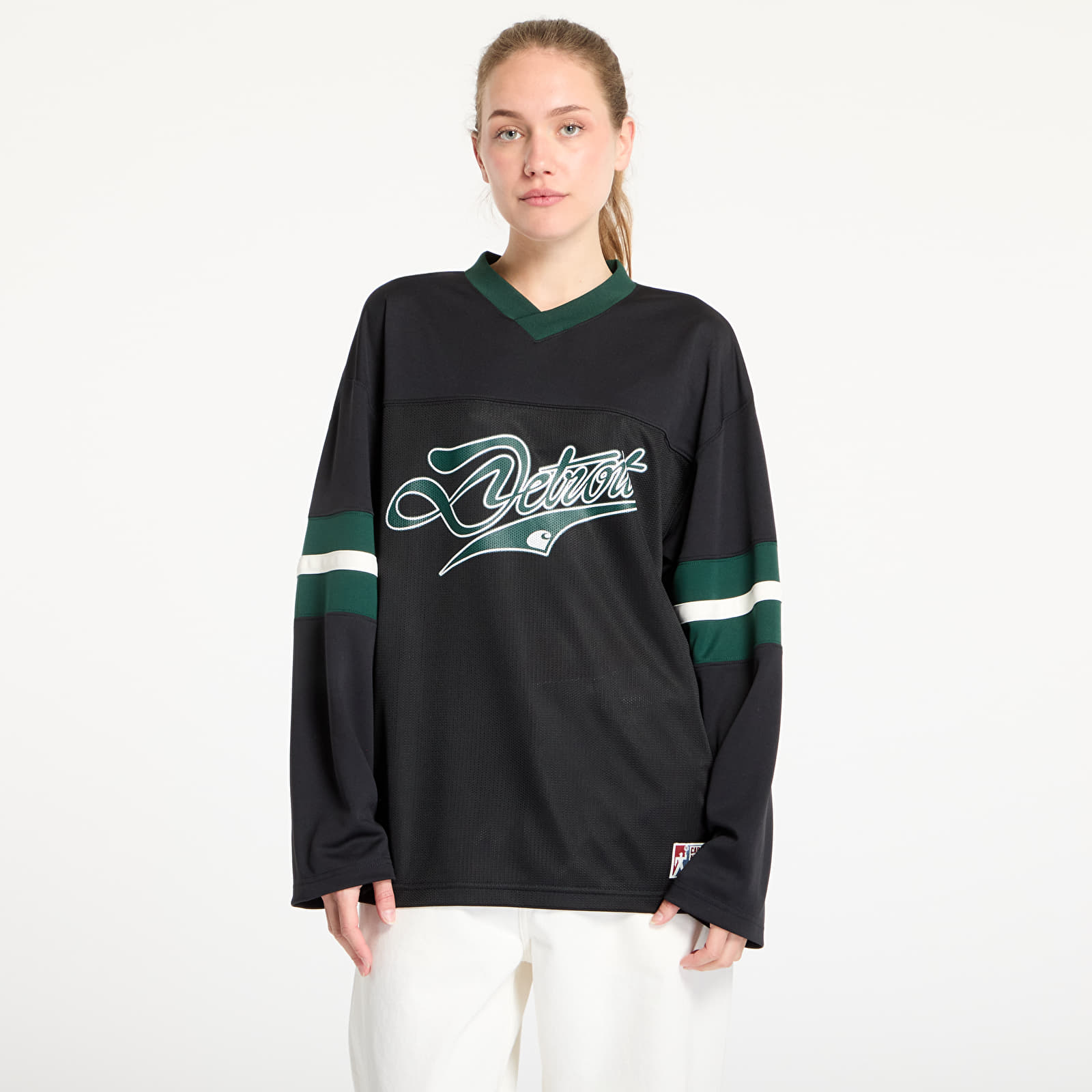 Pólók Carhartt WIP Long Sleeve Detroit Mesh T-Shirt UNISEX Black/ Conifer/ Wax