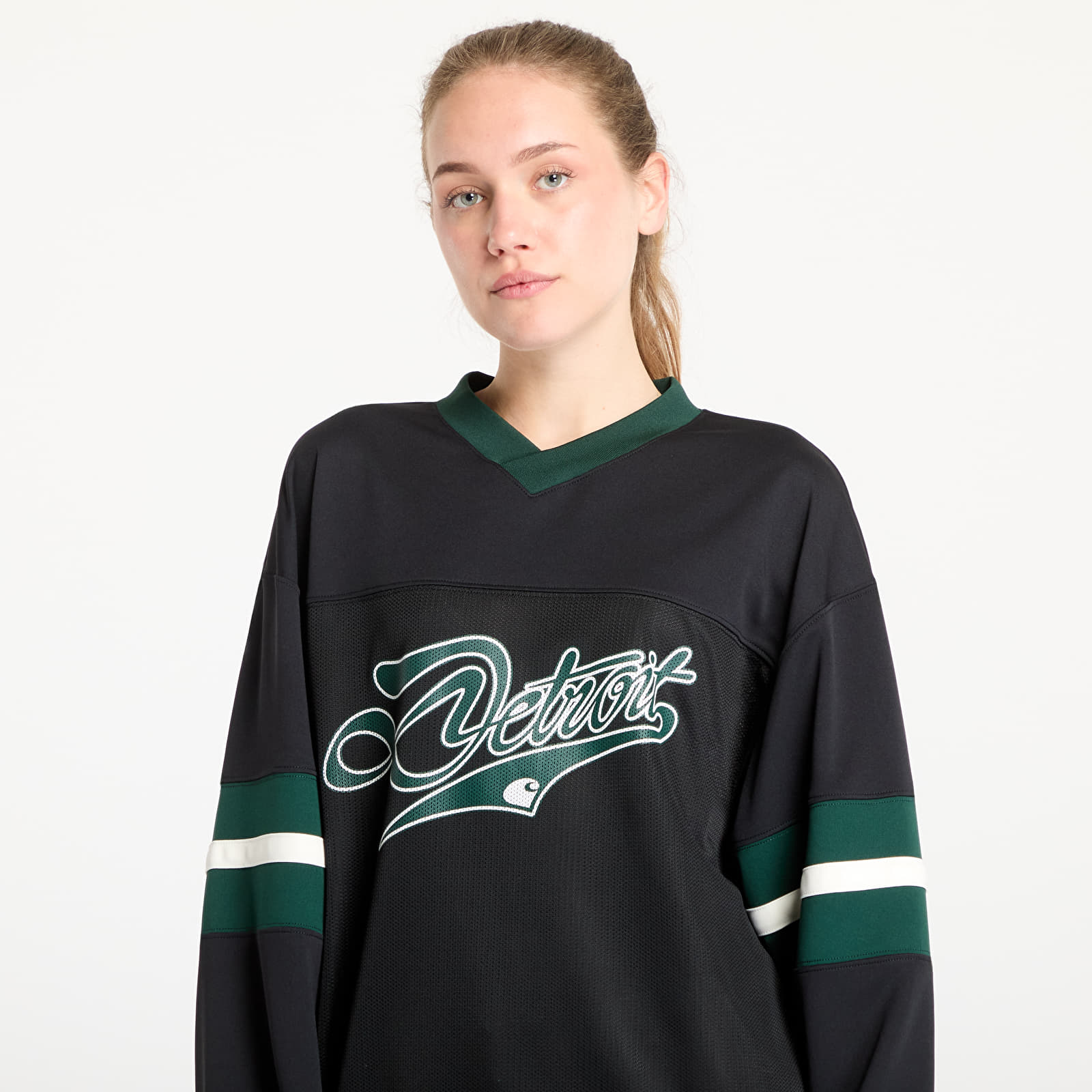 Pólók Carhartt WIP Long Sleeve Detroit Mesh T-Shirt UNISEX Black/ Conifer/ Wax