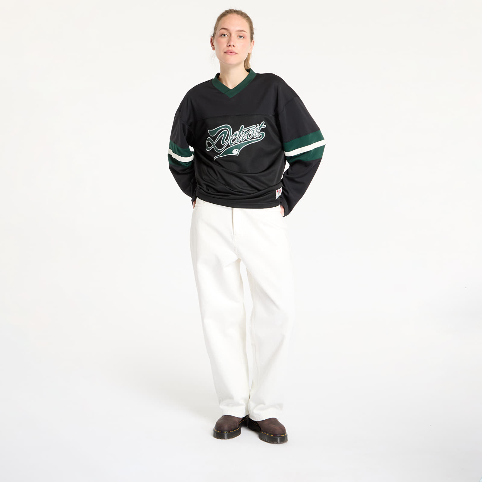 Pólók Carhartt WIP Long Sleeve Detroit Mesh T-Shirt UNISEX Black/ Conifer/ Wax