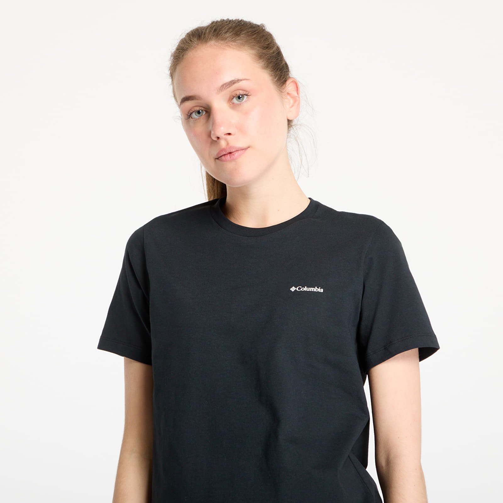 Women's T-shirts Columbia Boundless Beauty™ Logo Shortsleeve Tee Black/ Linear View