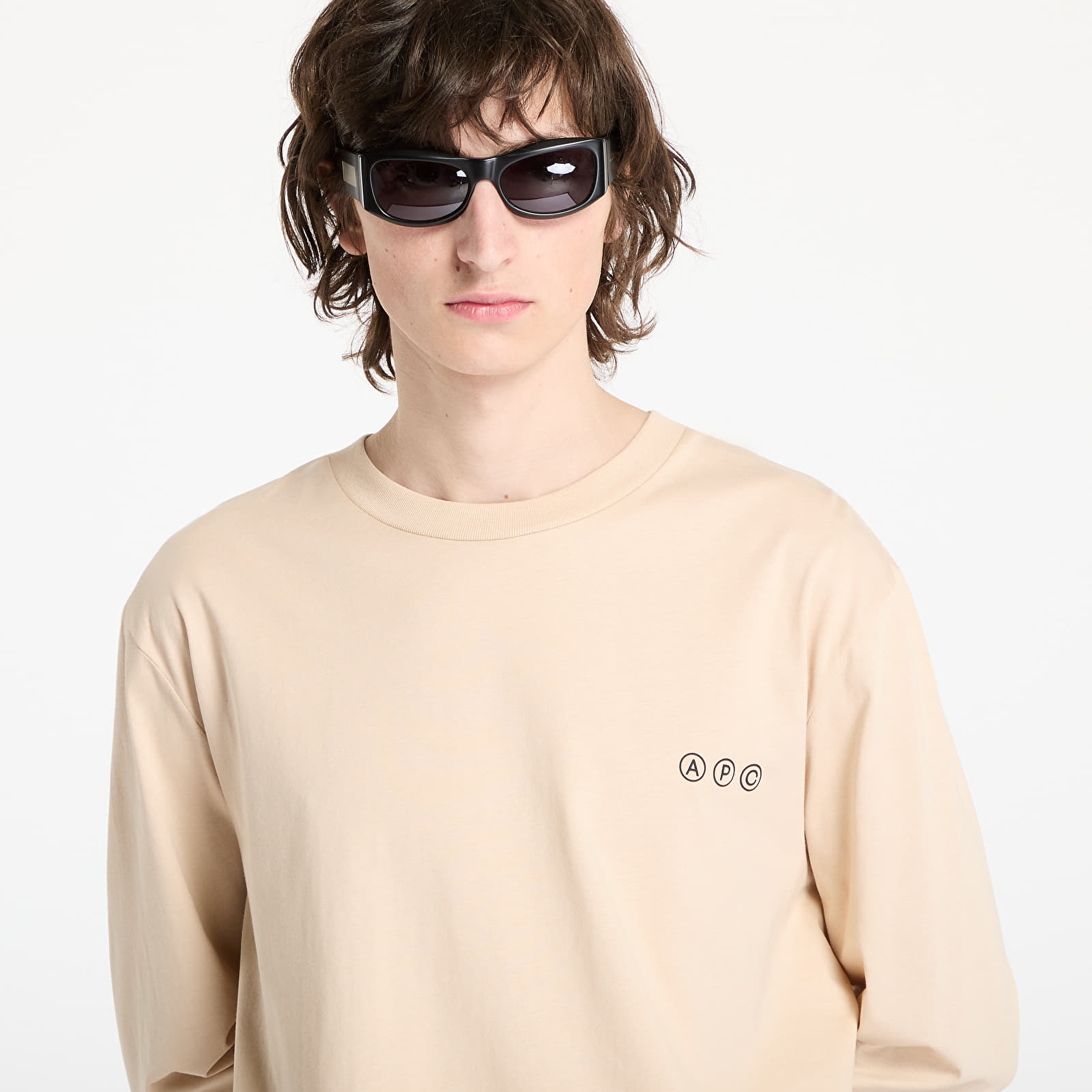 Trička A.P.C. Long Sleeve Adresse T-Shirt UNISEX Beige