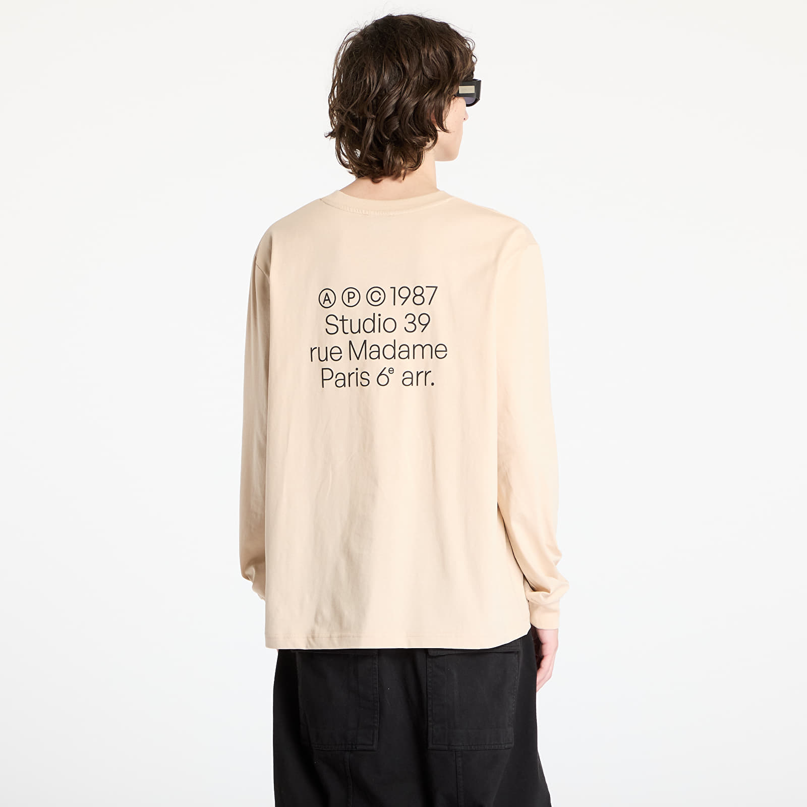 Trička A.P.C. Long Sleeve Adresse T-Shirt UNISEX Beige