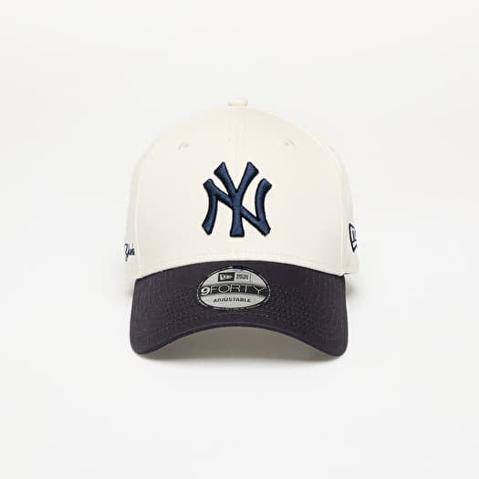 New Era New York Yankees 9FORTY Side Script Adjustable Cap Ivory/ Navy
